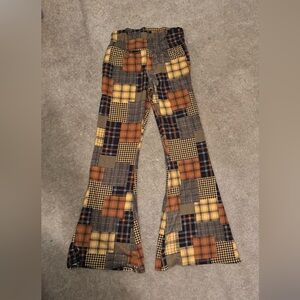 EARTHBOUND Patchwork Plaid Flare Leggings